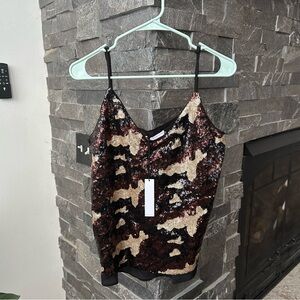 Three Eighty Two Sequin Camo Tank Top